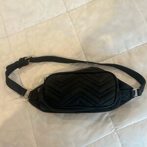 Never worn belt pleather bag with zippered pockets